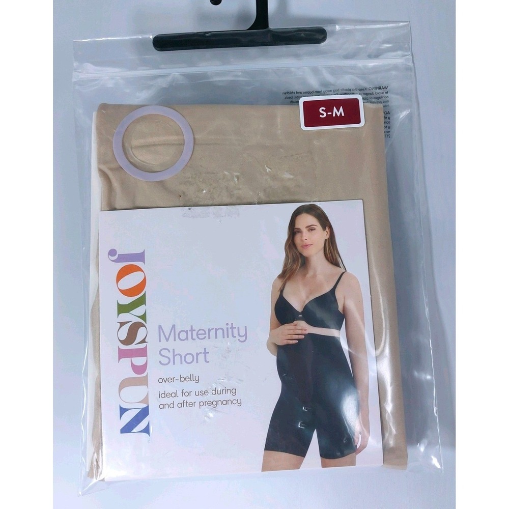 Joyspun Maternity Shorts Over Belly Size S-M Nude Tan Soft Under Dress